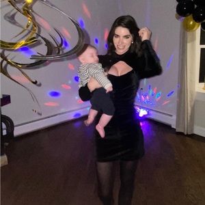 Zara velvet mini dress cut out XS long sleeve